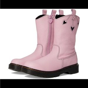 Dr. Martens Bex Heart Boots Kids US 3 Pink Leather Round Toe